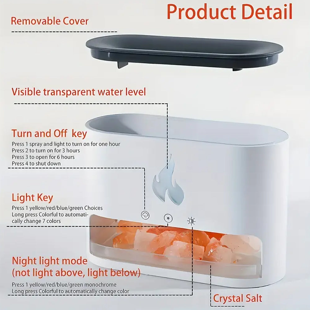 Vulkan Air Luftfukter & aroma diffuser 240 ml med krystall salt | Skanto