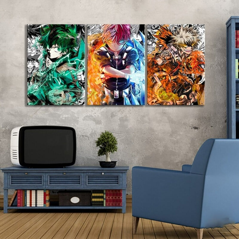 My Hero Academia Anime – 3-delt lerretbilde-veggbilde-modulplakat