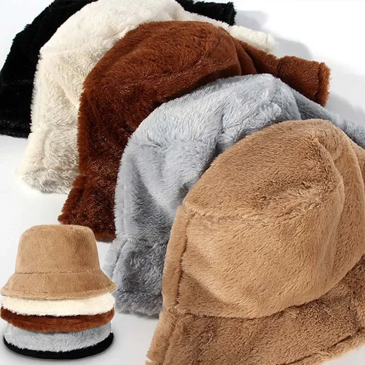Herbst-Bucket-Hat für Damen aus Kunstkaninchenfell – Lorna