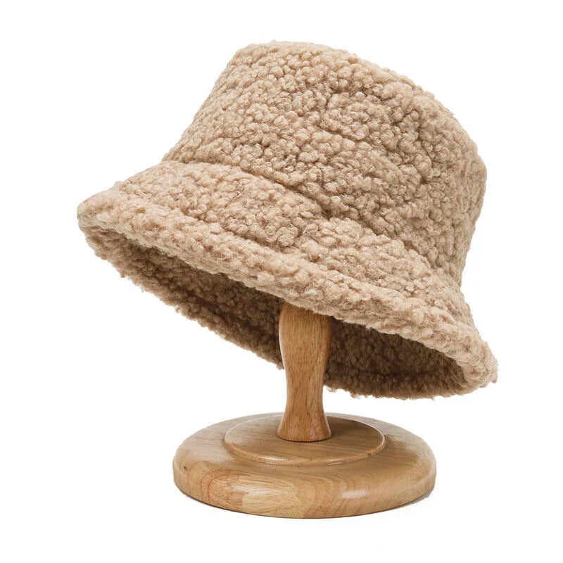 Livia Damen-Teddy-Bøtte-Hatt aus varmere Lammwolle
