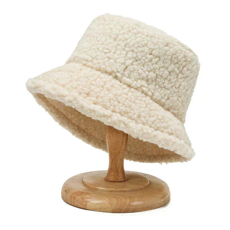 Livia Damen-Teddy-Bøtte-Hatt aus varmere Lammwolle