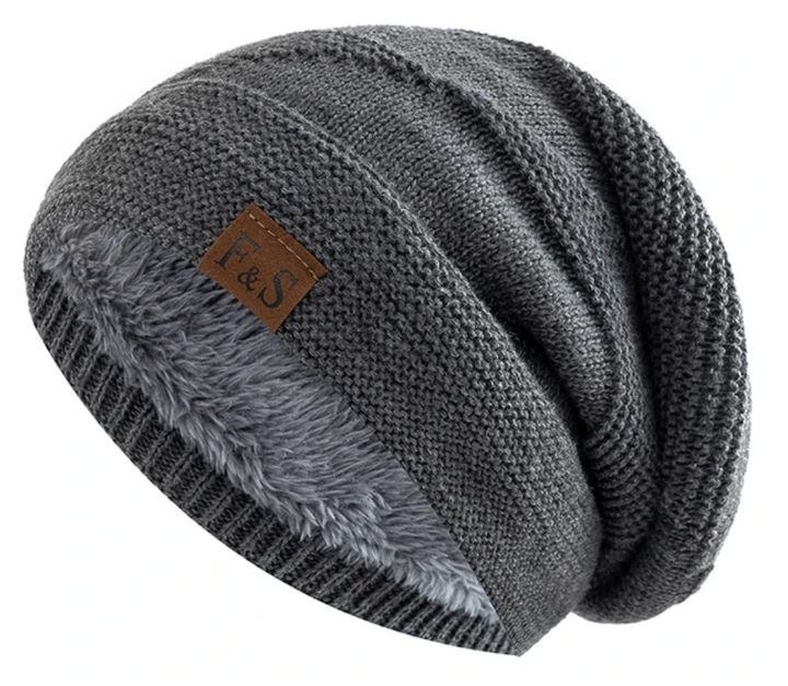 Skanto | Luna Varm Vinter Beanie – Myk Strikket med Fleece Fôr