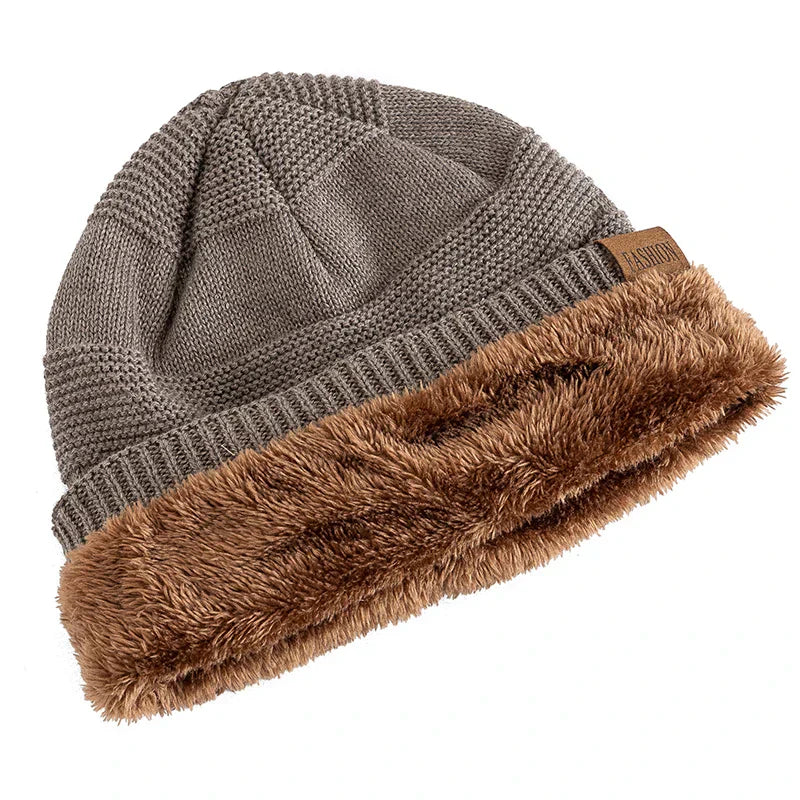 Skanto | Luna Varm Vinter Beanie – Myk Strikket med Fleece Fôr