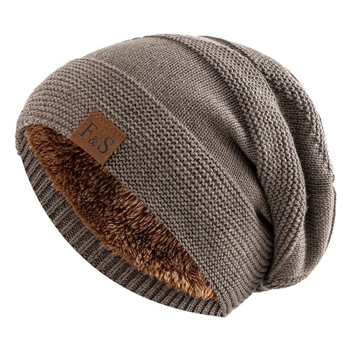 Skanto | Luna Varm Vinter Beanie – Myk Strikket med Fleece Fôr