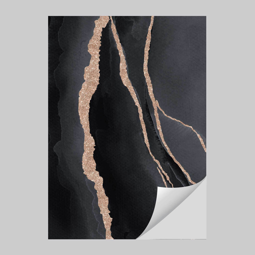 Abstrakt kunsttrykk i svart og gull nr. 1