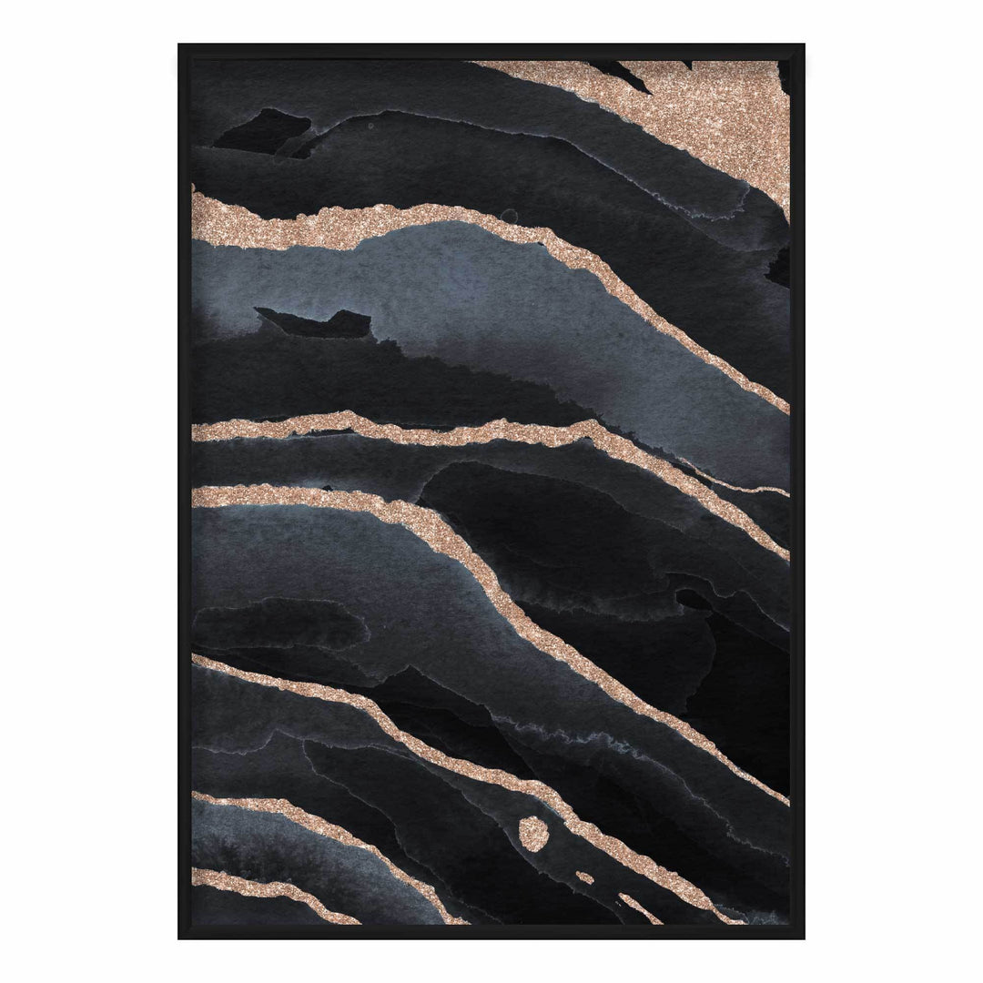 Abstrakt kunsttrykk i svart og gull nr. 2