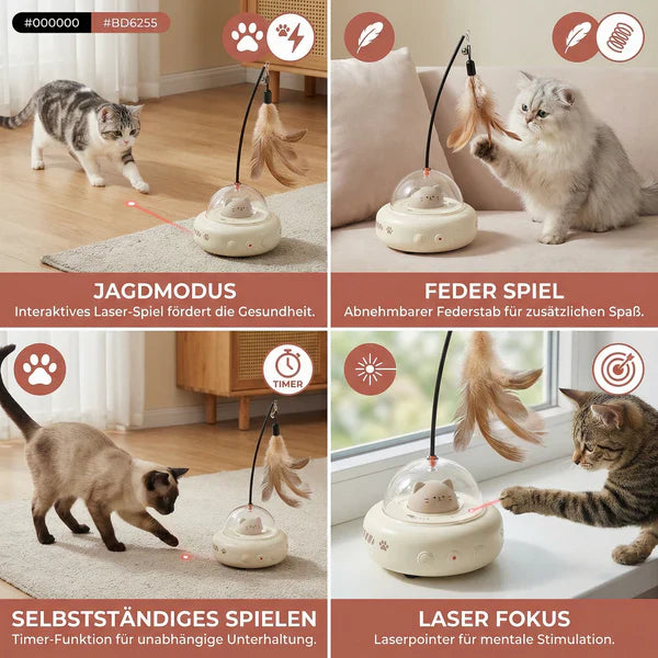 Smarteste kattedyr leketøy med LED laser & fjær Skanto