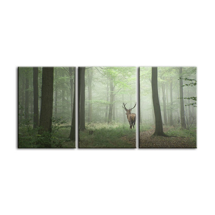 Mystic hjortemotiv i skogen – lerretbilde, 3-delt