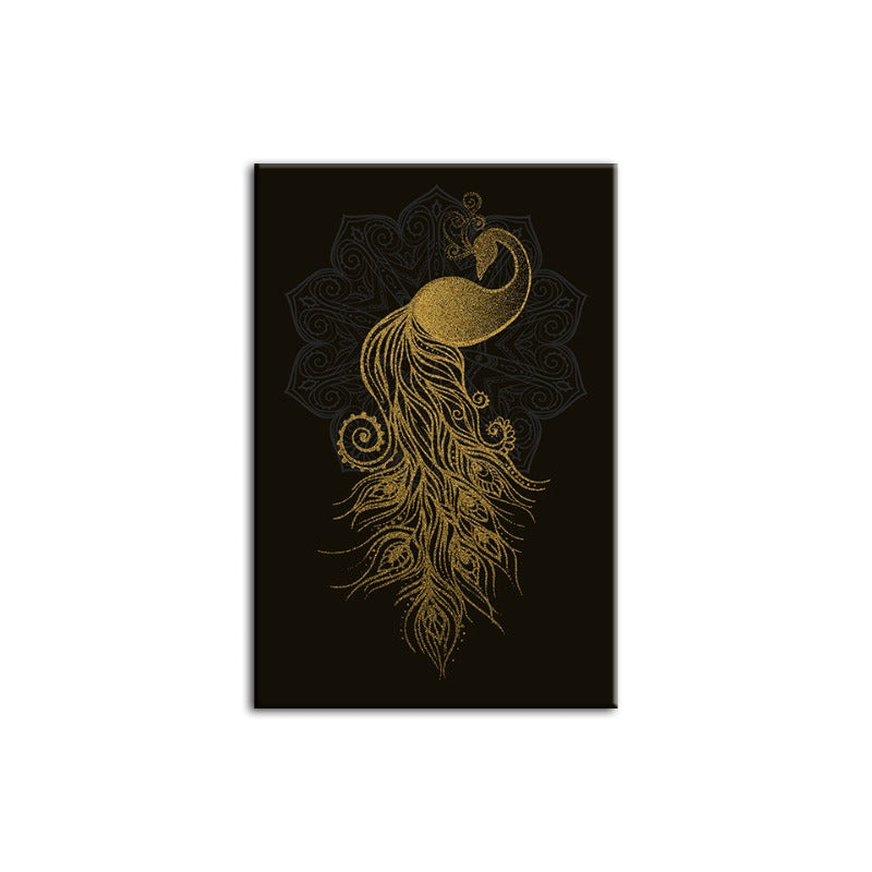Abstract Golden Mandala Påfugl - Lærret Vegkunst Maleri | Skanto