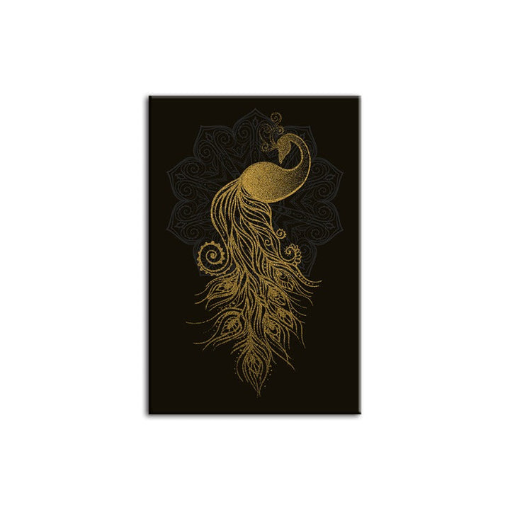 Abstract Golden Mandala Påfugl - Lærret Vegkunst Maleri | Skanto