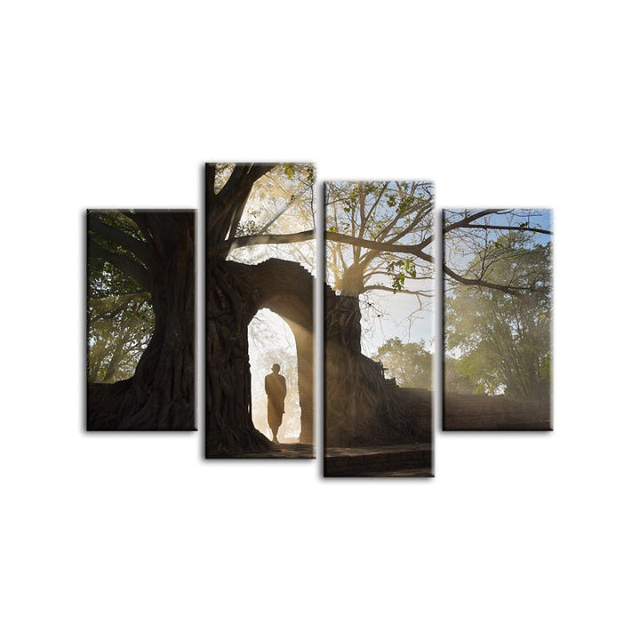 4-delt Lone Man Nature - lerret veggkunstmaleri | Skanto
