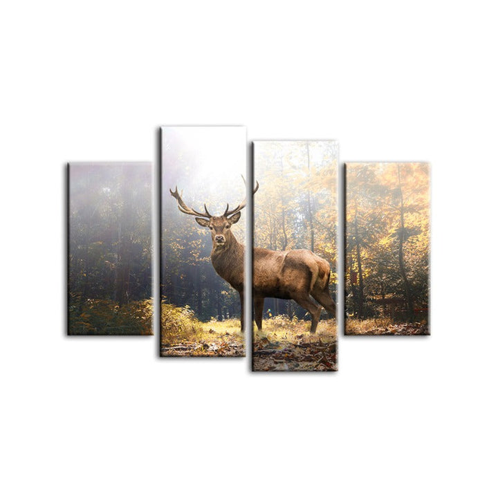 4 stk Majestetiske hjorter i skogen - lerret veggkunst maleri | Skanto