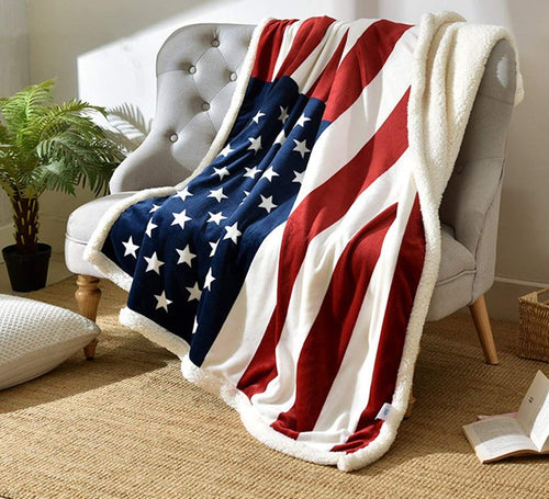 Skanto | Flanell-Sherpa Teppe med Amerikansk Flagg