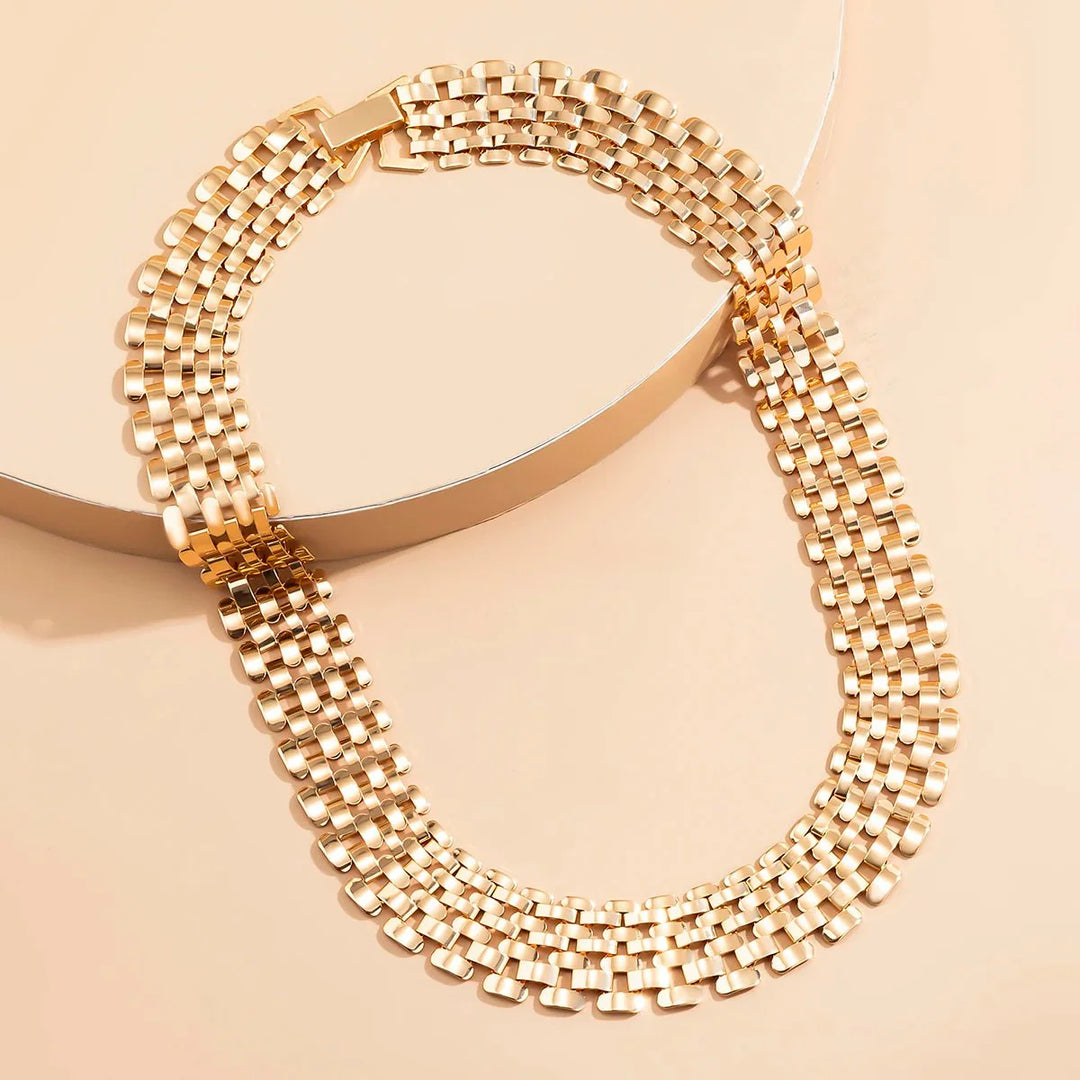 Skanto | Bred Strøm Flat Kjede Choker Halskjede