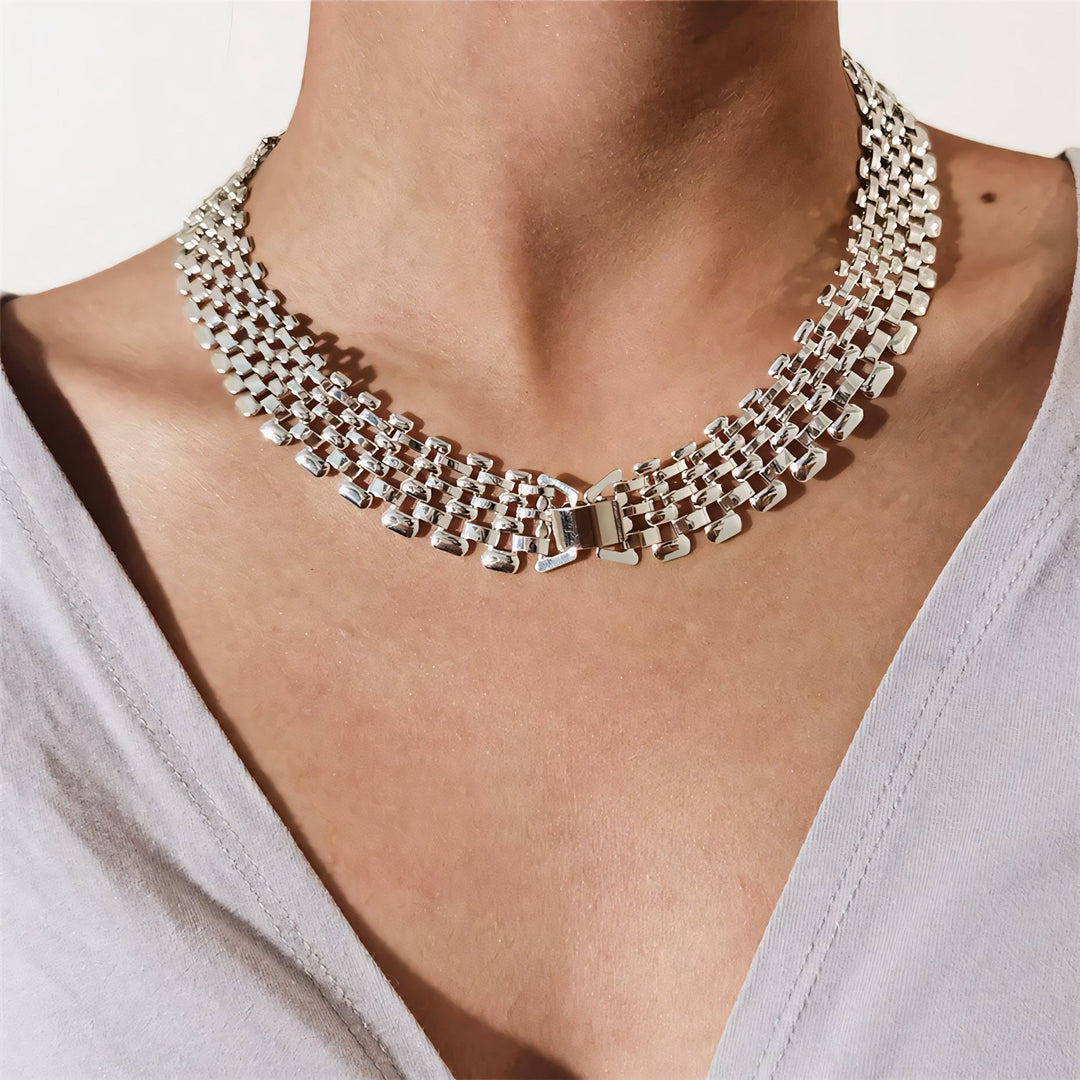 Skanto | Bred Strøm Flat Kjede Choker Halskjede