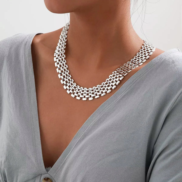Skanto | Bred Strøm Flat Kjede Choker Halskjede