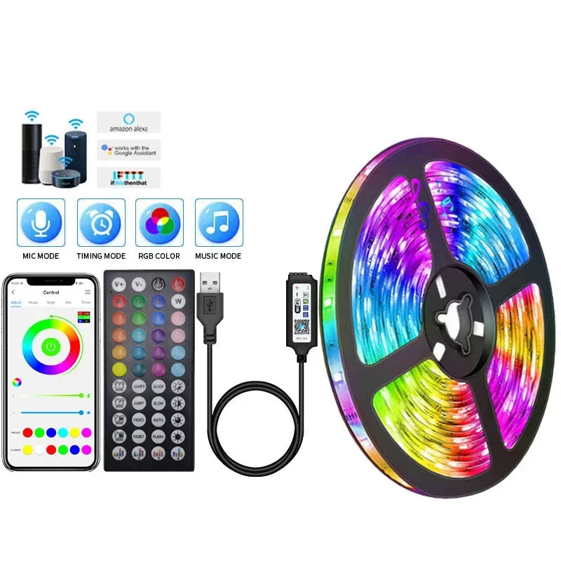 Skanto | RGB LED-bånd med USB-tilkobling - Fargeforandrende lys for omgivelses- og TV-belysning