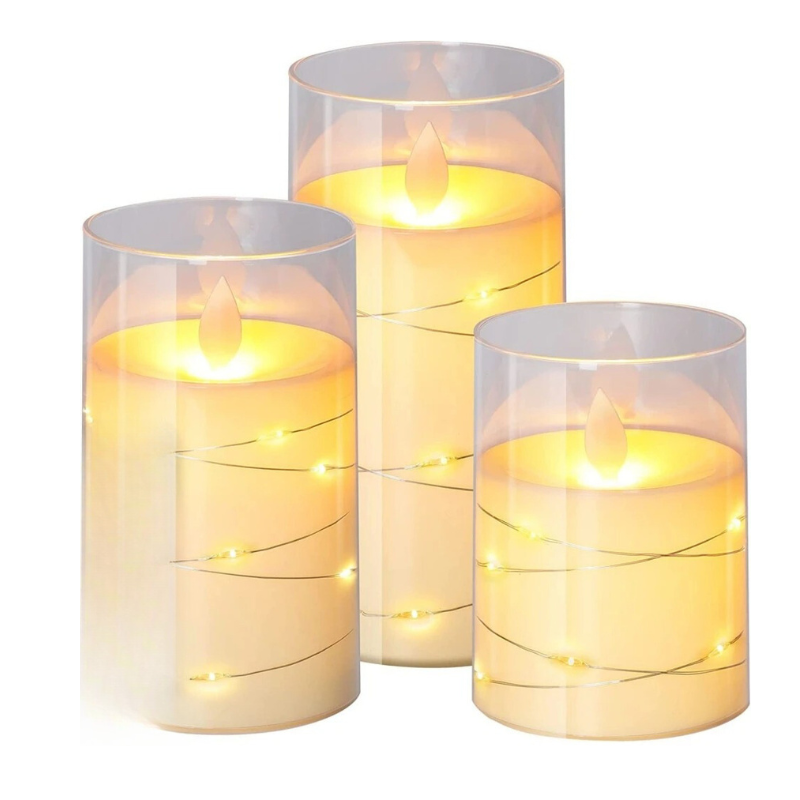 Skanto | LED Ambient Candle Lights | Realistisk Flamme Aura, Tilpassbar Lysstyrke & Timerinnstillinger for Hjemmedekorasjon og Arrangementer