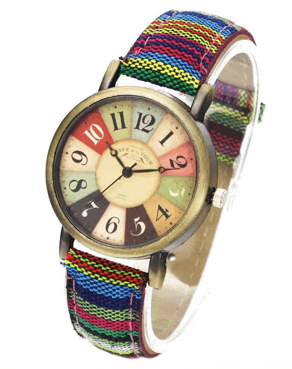 Skanto | Unisex Retro Kvarts Klokke med Canvas Rem