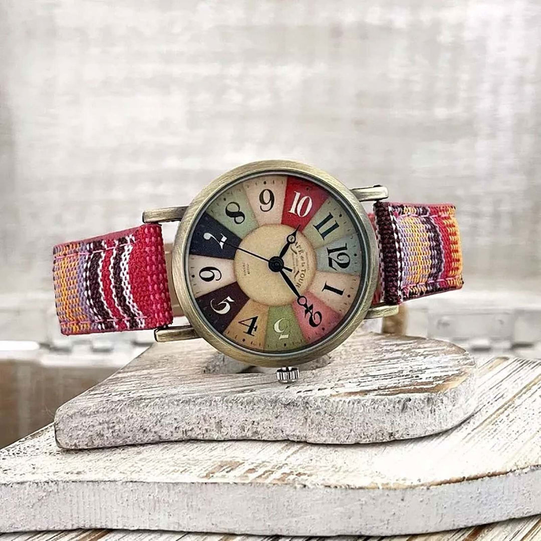 Skanto | Unisex Retro Kvarts Klokke med Canvas Rem
