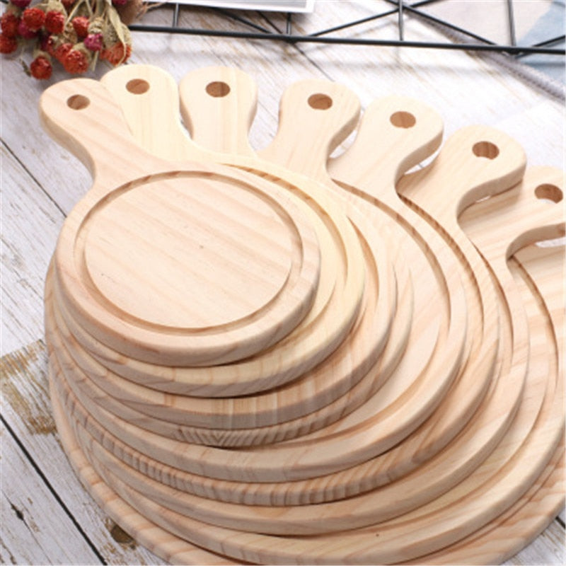Trekkskive i tre rund med håndpizza bakebrett pizza brett | Skanto