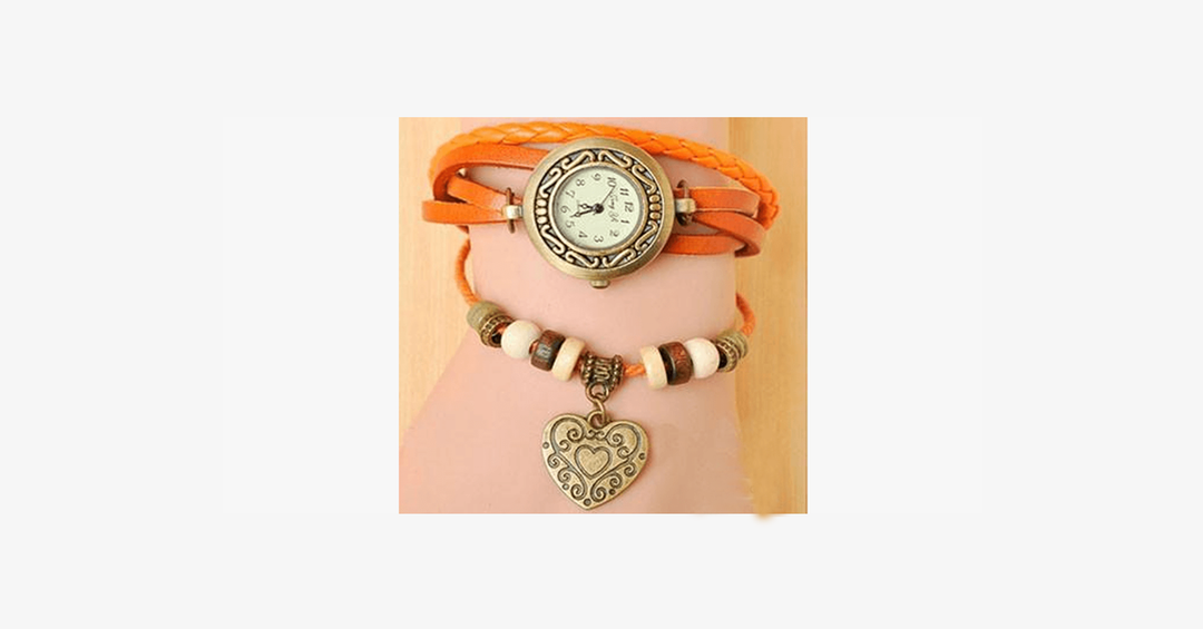 Skanto | Hjerte Vintage Wrap Klokke