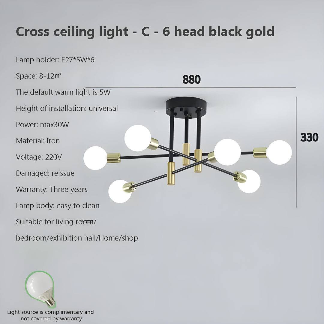 Kreativ LED Henge Lampe – Vintage Antikk Gull Kandelaber for Stue & Spisestue | Skanto