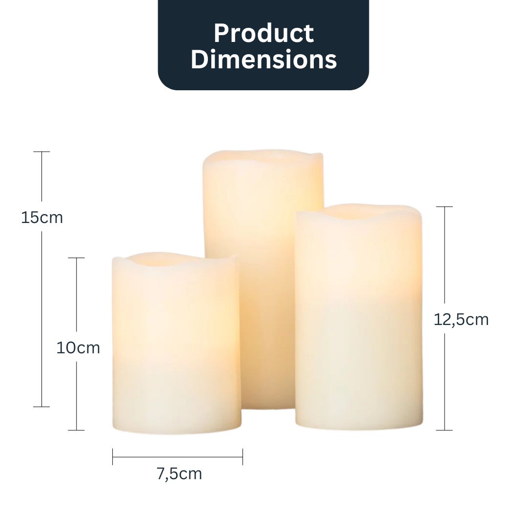 Skanto | Sett med 3 høye flameless voks LED lys