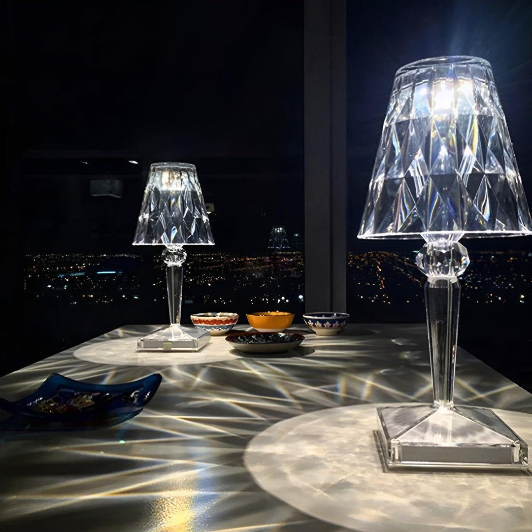 Diamond Glow - Trådløs USB Krystall Skinne Nattbord Lampe | Skanto